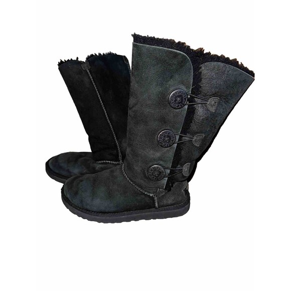 UGG Australia K Bailey Button Triplet Women’s Size 7 Black Boots Authentic - Picture 1 of 10